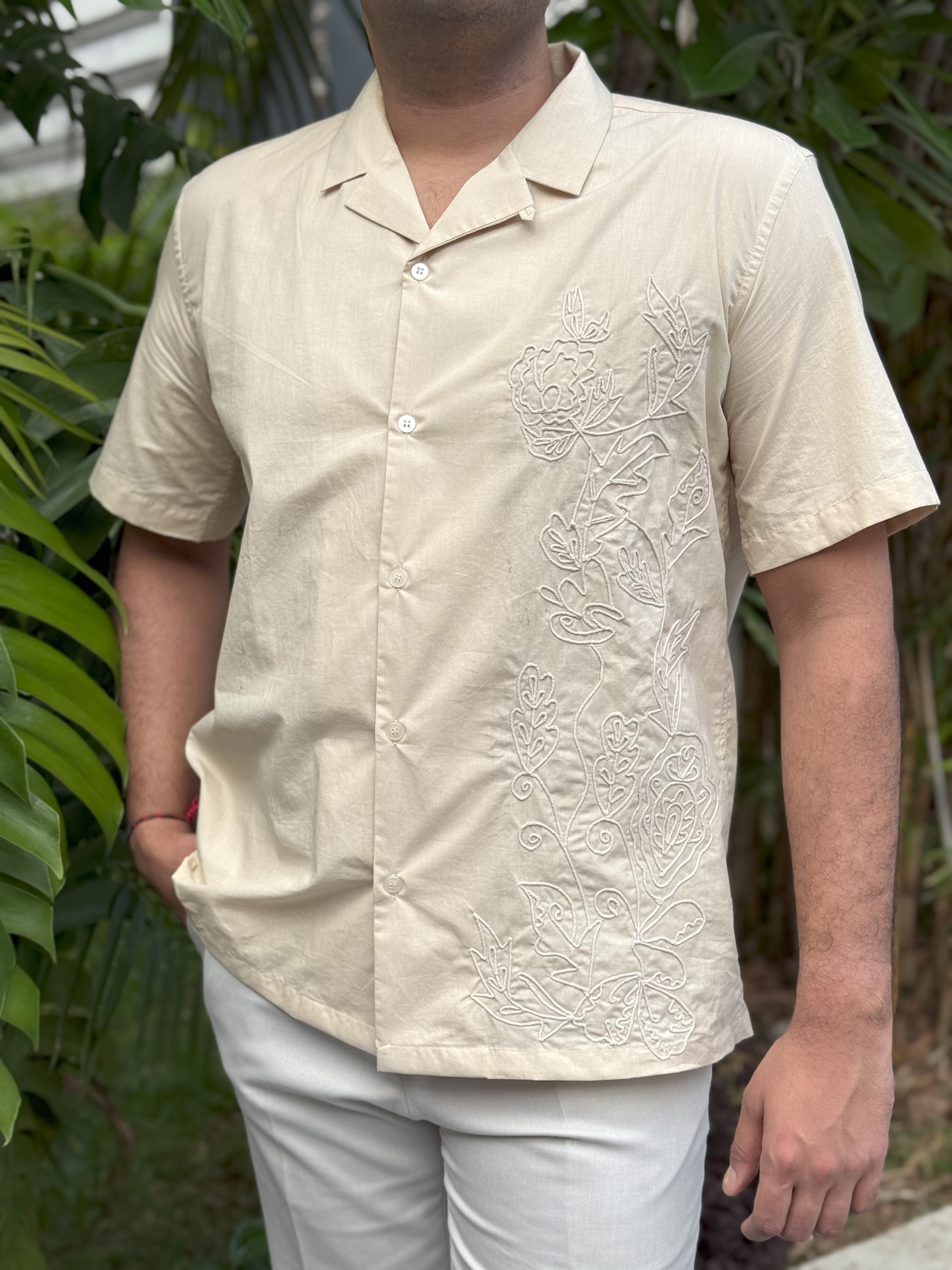 Beige Bloom Organic Cotton Shirt