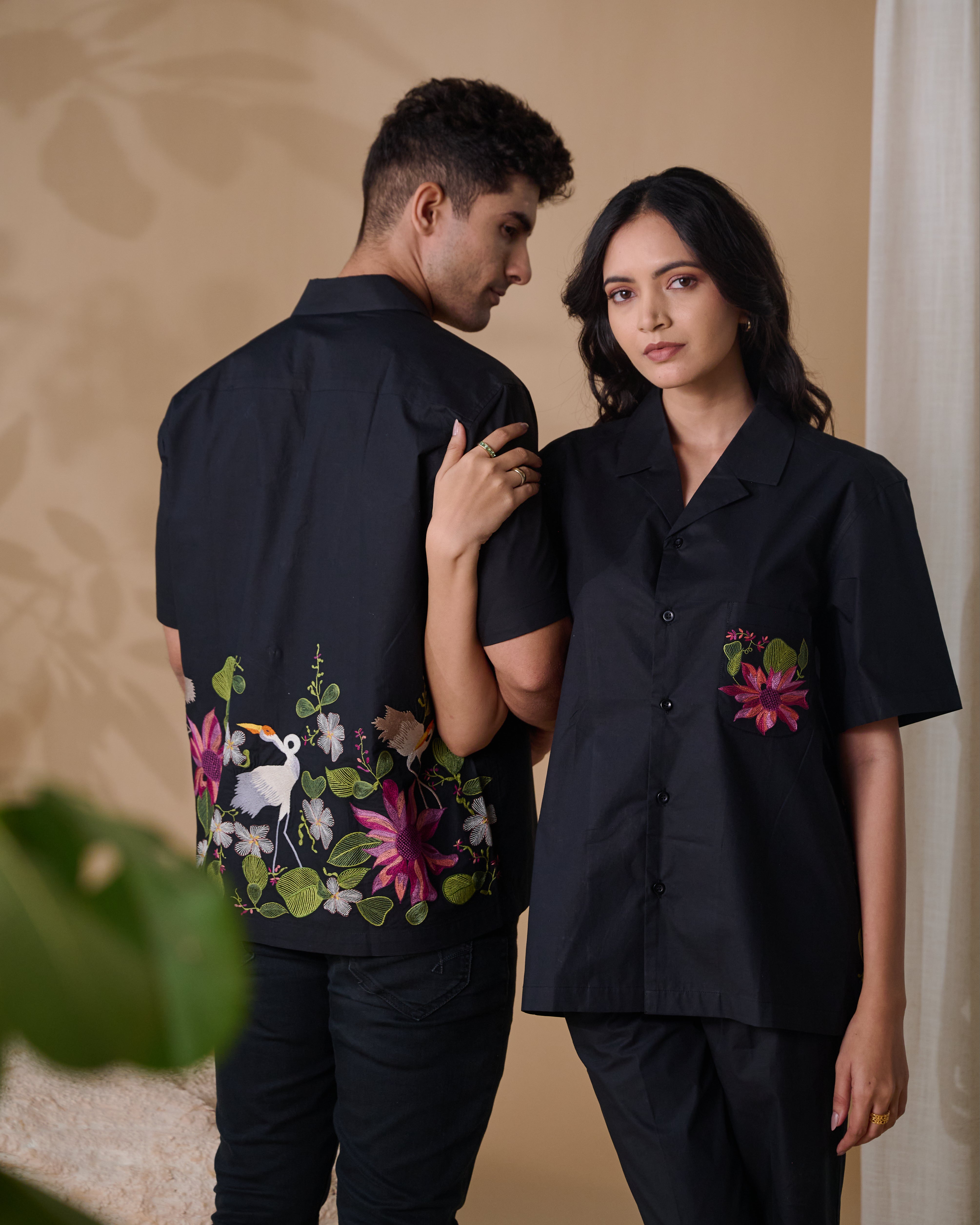 Black Oasis Flamingo Shirt