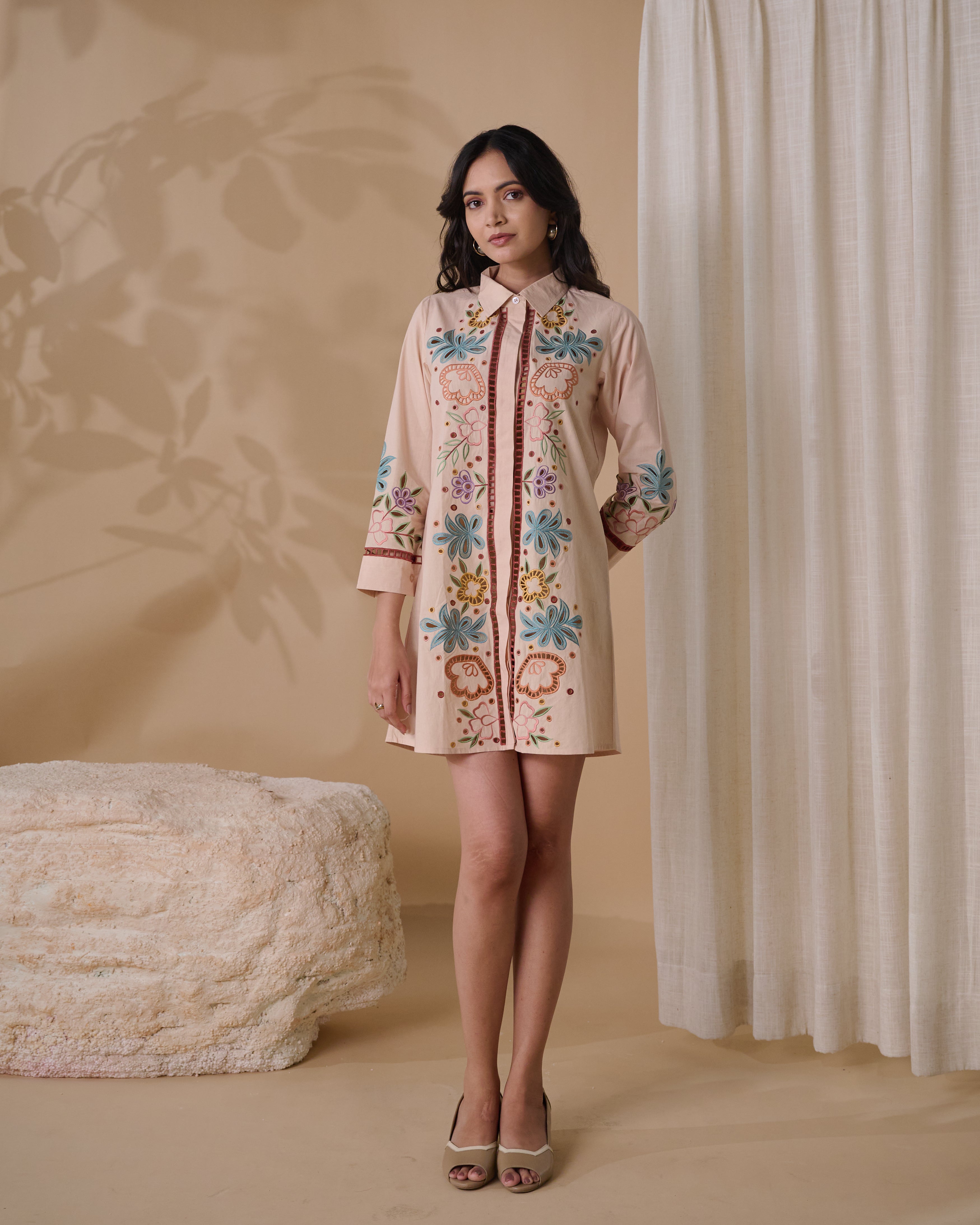 Sunset Bloom Shirt Dress