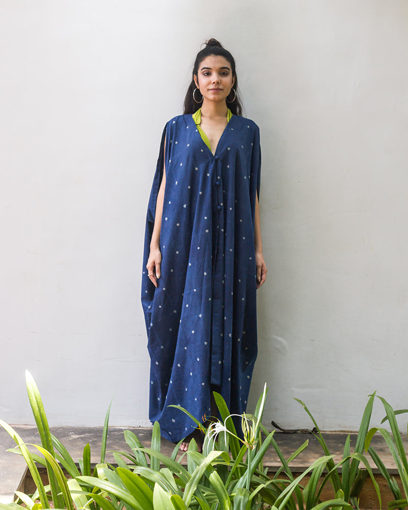 Aloe Vera Infused Bandhej Printed Organic Cotton Long Cover Up