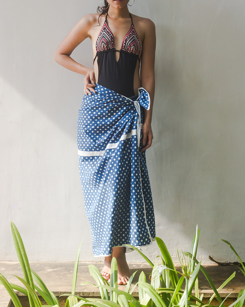 Aloe Vera Infused Dot & Diamond Printed Organic Cotton sarong