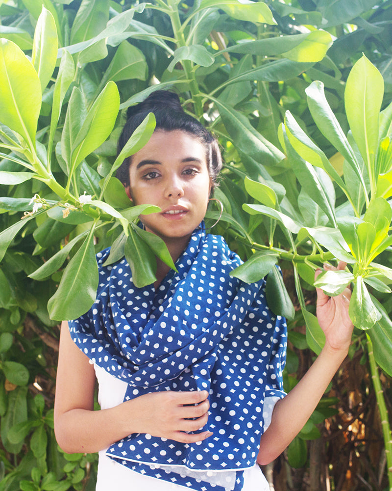 Aloe Vera Infused Organic Cotton Dot & Diamond Printed Scarf