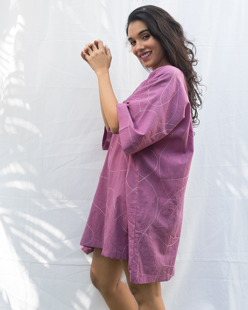 Absract Lines Organic Cotton Kaftan Dress