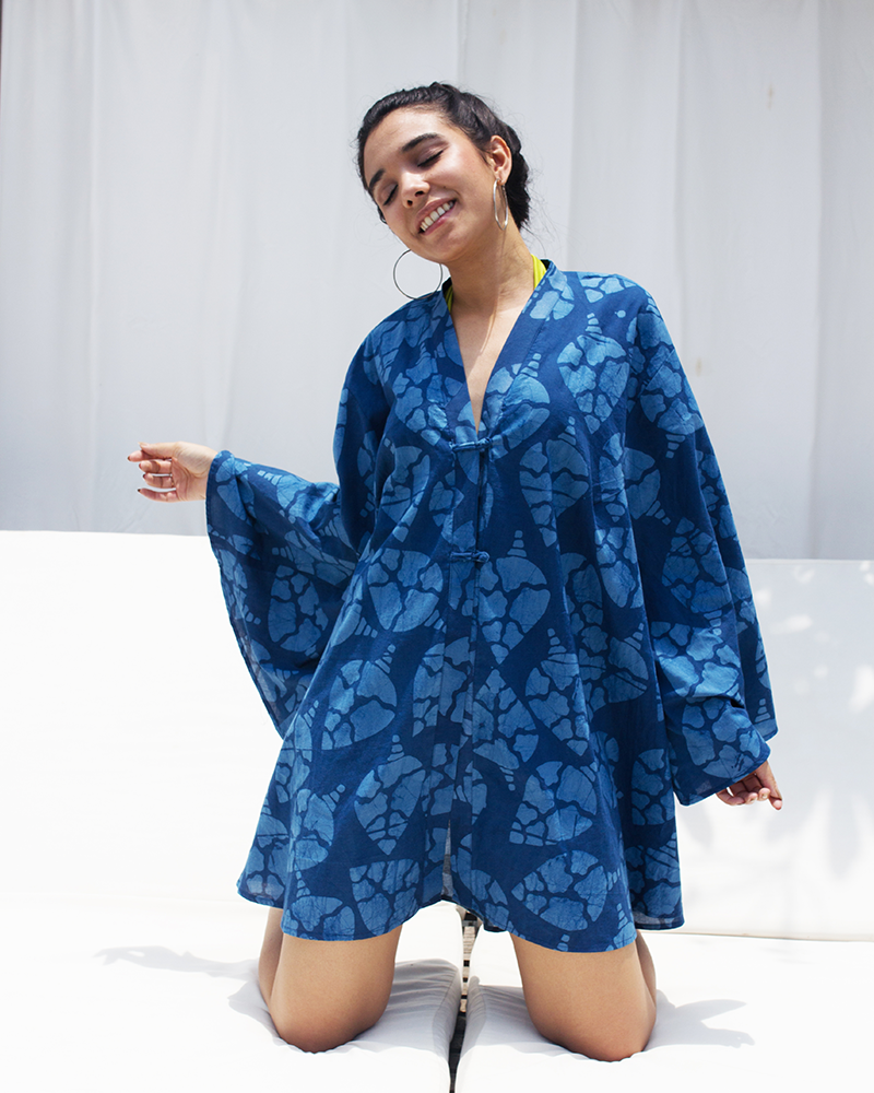 Aloe Vera Infused Organic Printed Leaf Cover Up