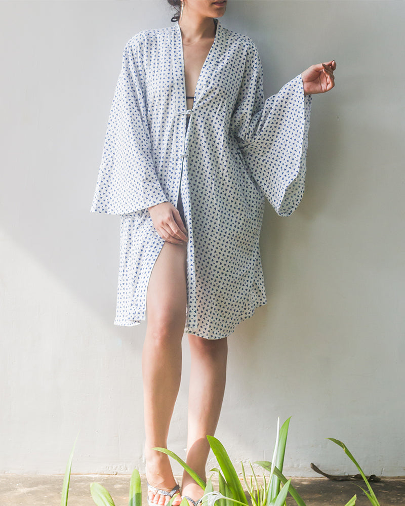 Aloe Vera Infused Organic Printed White Cover Up