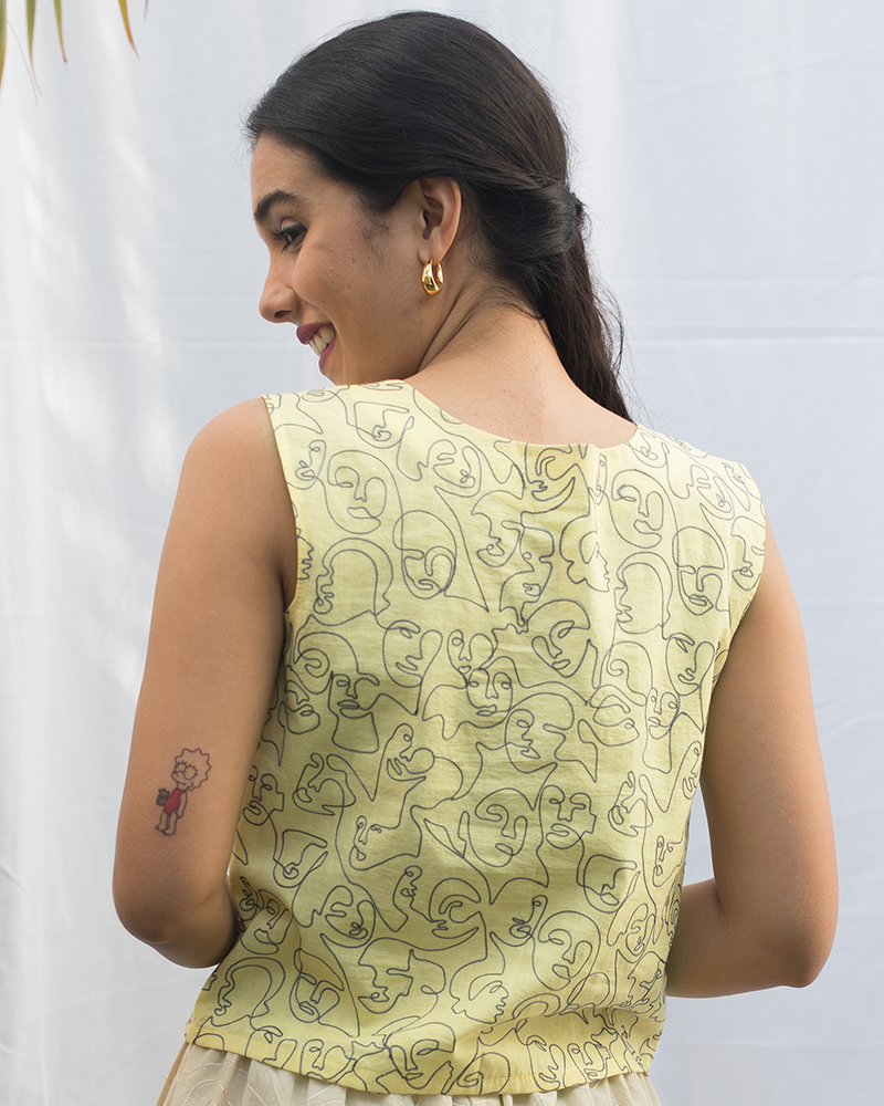 Bella Beauty Yellow Organic Cotton Sleeveless Top