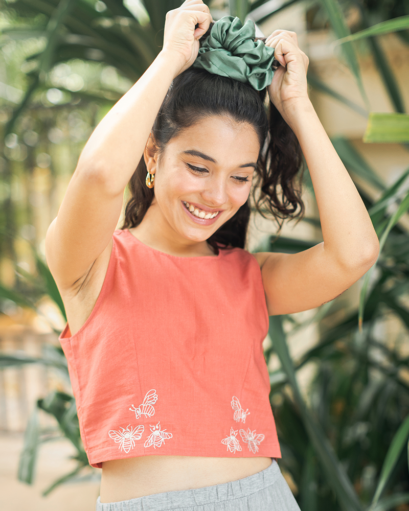 Buzzing Bee Organic Cotton Sleevless Crop Top