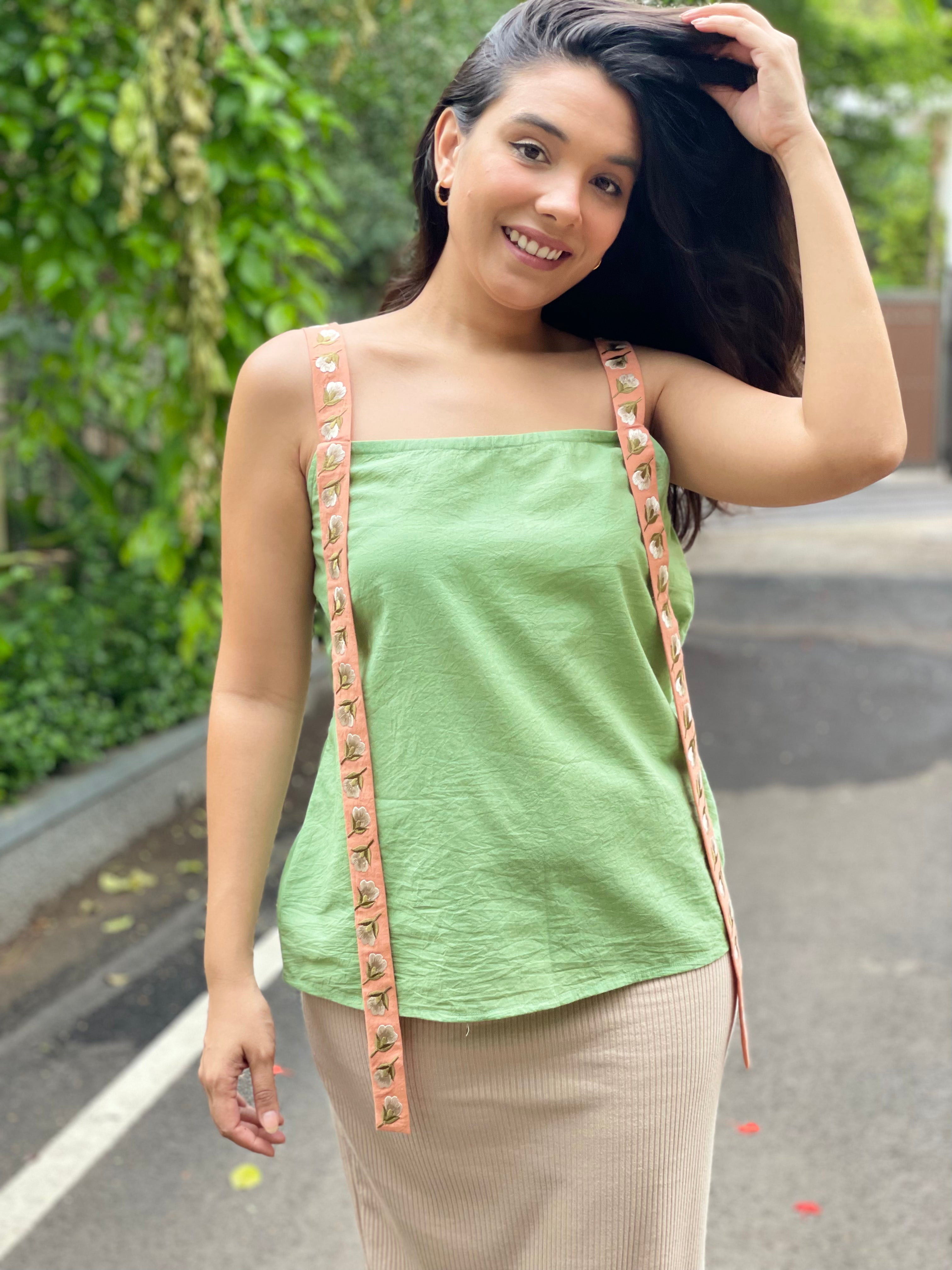 Green Meadow Sleeveless Organic Cotton Top