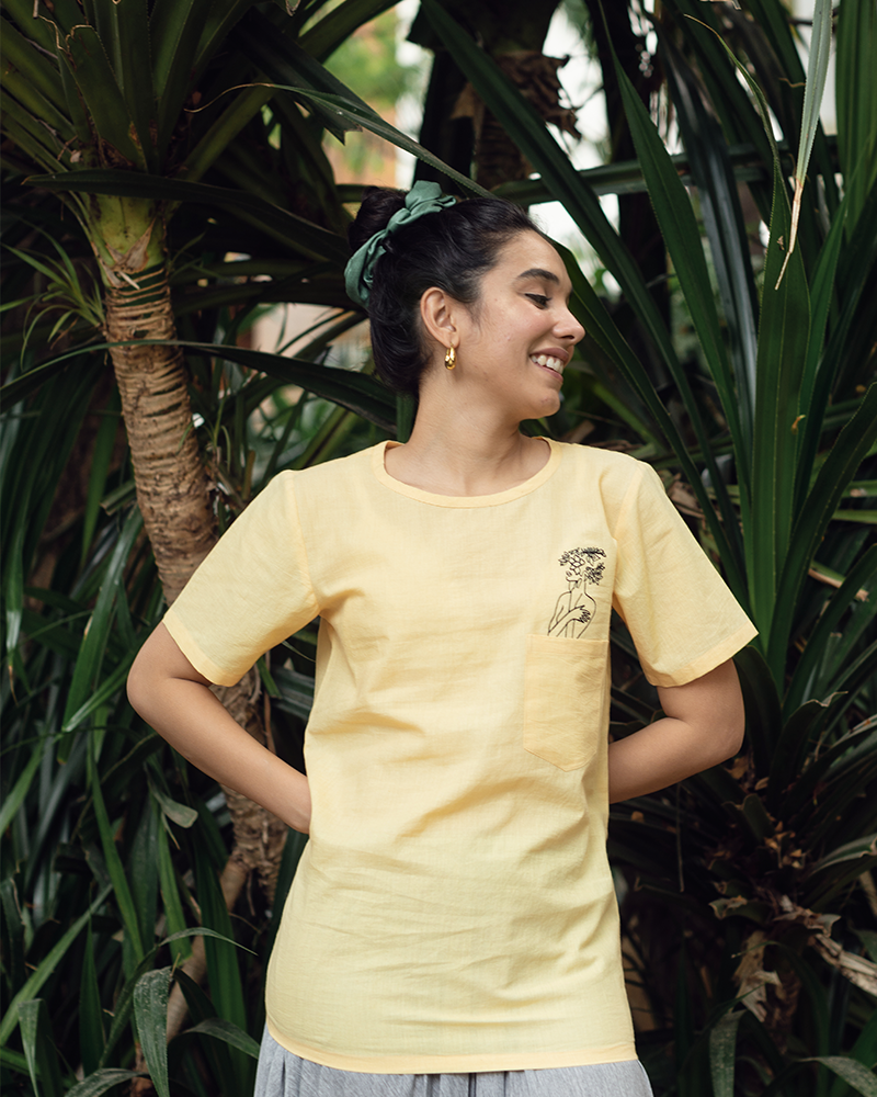 Peekabo Beautiful Mind Yellow Organic Cotton Top