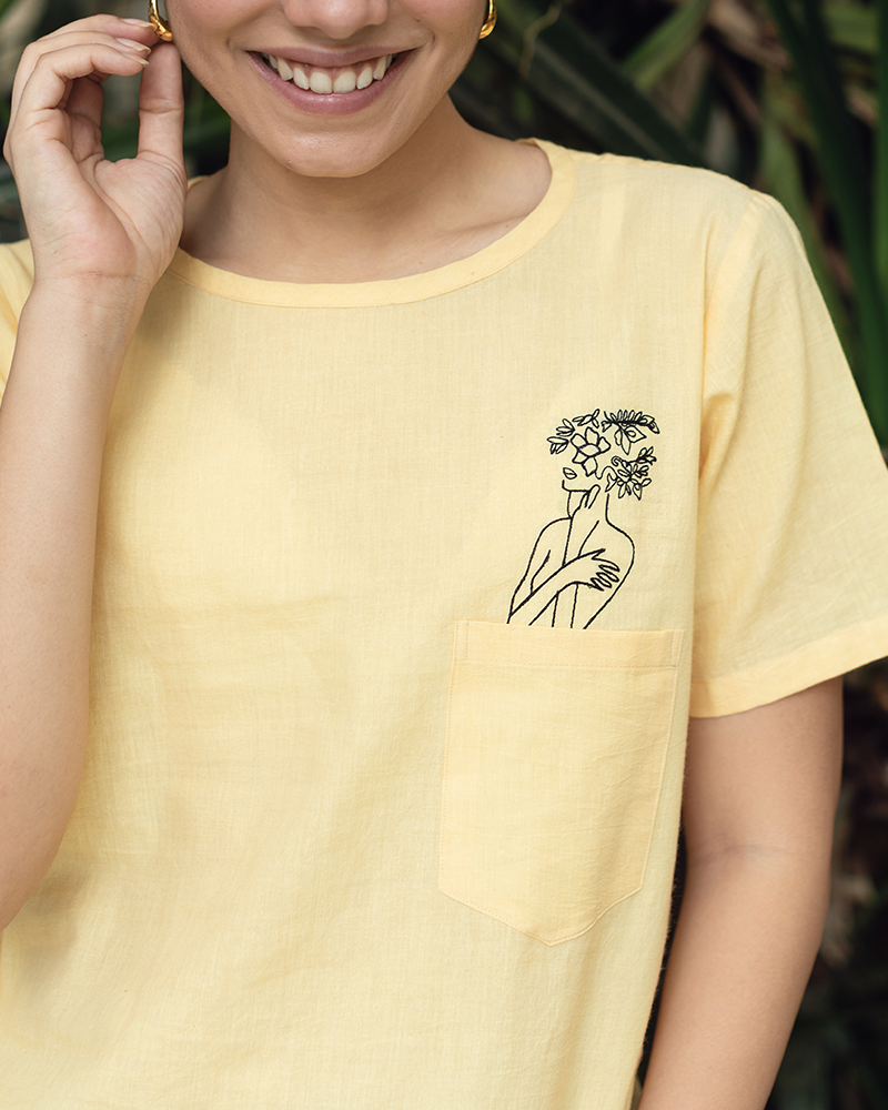 Peekabo Beautiful Mind Yellow Organic Cotton Top