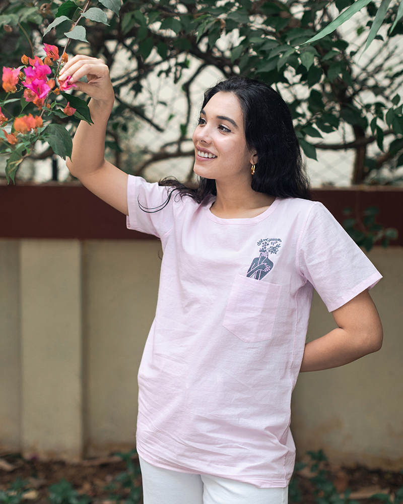 Peekabo Grow Your Mind Pink Organic Cotton Top